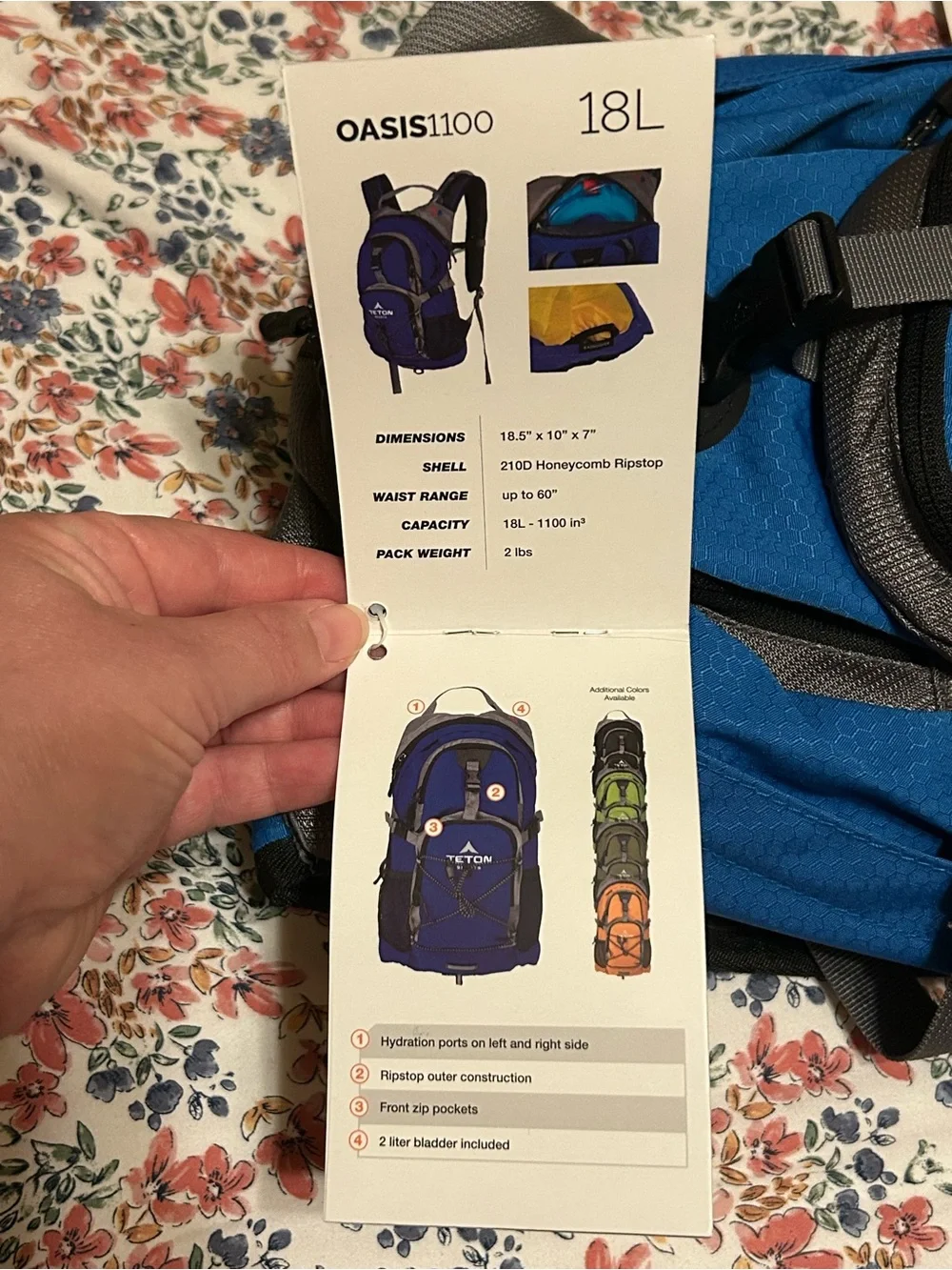 Teton Sports Oasis 1100 Hydration Pack Hiking Backpack
